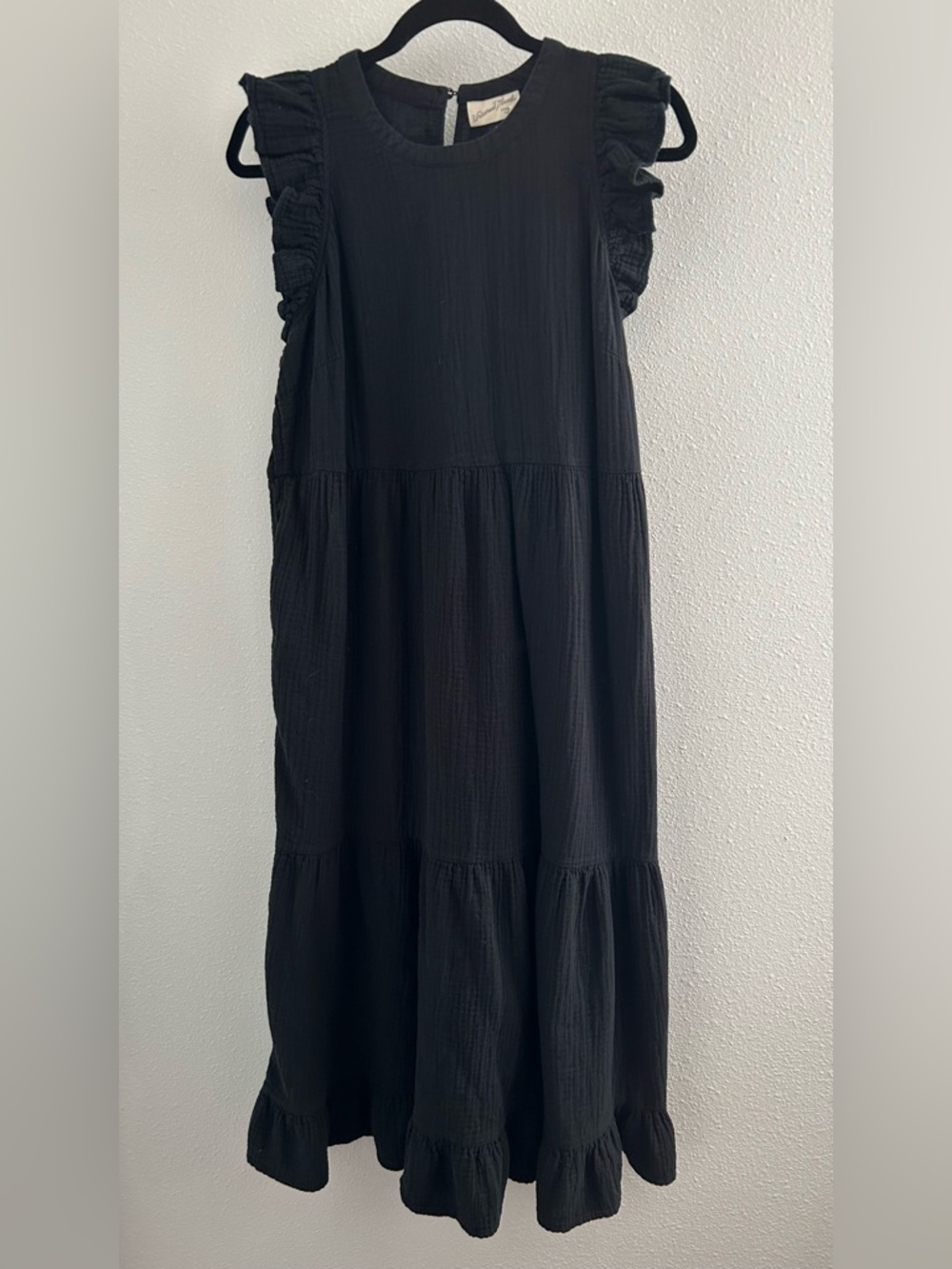 Universal Thread Black Ruffle-Sleeve Tiered Midi Dress